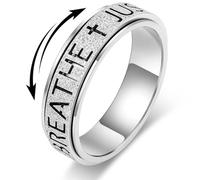 OreilleStar Fidget Anxiety Ring for Women: Just Breathe Spinner Ring Stainless Steel Stress Relief Silver Gold Plated Band Style, Stainless Steel, No Gemstone