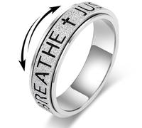 OreilleStar Fidget Anxiety Ring for Women: Just Breathe Spinner Ring Stainless Steel Stress Relief Silver Gold Plated Band Style, Stainless Steel, No Gemstone