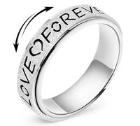 OreilleStar Fidget Anxiety Ring for Women: Stainless Steel Spinner Love Forever Symbol Promise Engagement Wedding Band Ring Gold Silver Black Size 5-10, 5-10, Stainless Steel, Cubic Zirconia
