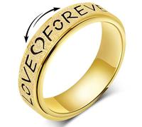 OreilleStar Fidget Anxiety Ring for Women: Stainless Steel Spinner Love Forever Symbol Promise Engagement Wedding Band Ring Gold Silver Black Size 5-10, 5-10, Stainless Steel, Cubic Zirconia