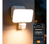 OREiN Smart Outdoor Security Lights with PIR, 28W 3000lm Flood Lights, App-Controlled 2700K/4000K/6500K, Group Control & Timer, IP65 Outdoor Motion Sensor Lights for Front Door/Garage - White