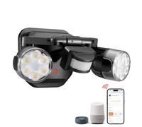 OREiN WiFi Smart Outdoor Lights with Flashing Security Mode, 12W LED Motion Sensor Light with 2 Heads, IP65 Waterproof, Alexa & Google Home Compatible, Hardwired Security Light for Porch, Driveway