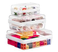 Orekemo 3PCS Clear Hard Shell Zipper Case, Portable Storage Box for Makeup, Toiletry, Travel, Durable and Waterproof Storage Bins, Grade Plastic Zipper Case, Cosmetic Bag (White)