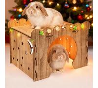 Orekemo Large Sturdy Rabbit House, Wooden Bunny House, Rabbit Guinea Pig Castle Multistory Climbing Tower Sturdy Wooden Castle, Small Animal Hideaway Tunnel