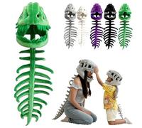 Orello BoneRex Dino Costume, Realistic Dinosaur Skeleton Costume-3D Spinosaurus Skull Mask & Plush Spine for Cosplay (Green, 120cm/47.24 in)