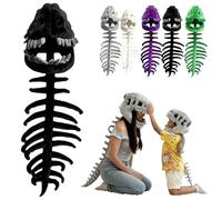 Orello BoneRex Dino Costume, Realistic Dinosaur Skeleton Costume-3D Spinosaurus Skull Mask & Plush Spine for Cosplay (Black, 120cm/47.24 in)