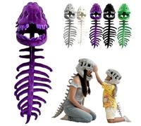 Orello BoneRex Dino Costume, Realistic Dinosaur Skeleton Costume-3D Spinosaurus Skull Mask & Plush Spine for Cosplay (Purple, 80cm/31.5 in)