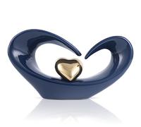 orenm Ceramic Heart Sculpture,Blue & Gold Abstract Home Decor Statues | 11.8 Inch for Couple Wedding,Heart Decor for Bedroom Living Room Shelves,Party Dining Table Decoration(B-Blue)