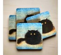 Oreo Black Cat Design Funny Coasters Place Mats Drinks Tea Coffee Cork Home Kitchen