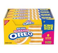 OREO Double Stuf Golden Sandwich Cookies, King Size, 12 Snack Packs (8 Biscuits Per Pack)