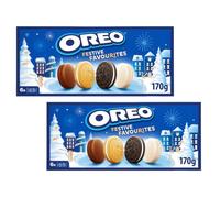 OREO Festive Favourites Assorted Biscuit Selection Box, 8 x 170 g (2-Pack) | Assorted OREO Flavours Including Original, Golden & Double Crème, Perfect for Gifting and Sharing