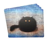 OREO Funny Black Cat Set of 1, 2, 4 or 6 Table Placemats Cork Back Place Mats (4)
