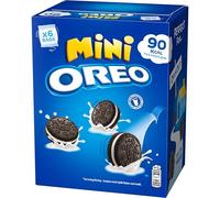 OREO Mini Vanilla Sandwich Biscuits Snack Packs, 114 g (6-Pack) | Delicious Vegetarian Biscuits with Creamy Vanilla Filling, Perfect On-the-Go Size, Sweet Treats in Fun Shapes