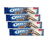 OREO Sandwich Biscuits with Vanilla Latte Crème, 157 g (4-Pack) | Delightful Classic Biscuits with Crunchy Texture, Vegetarian Friendly, Perfect for Enjoying On the Go