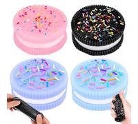 Oreo Squishy,Pinching Biscuit Simulation Toys for Oreo,Biscuit Stress Relief,Biscuit Shaped Squishy Toys Bundle,Dessert-Inspired Stress Relief Toy KryfxToy Stress Relief for Adults Kids 4PCS