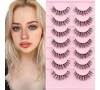 Oreola False Eyelashes Natural Fluffy Wispy Faux Mink Lashes Fluttery Light Fake Eyelashes Super Soft 7 Pairs Pack