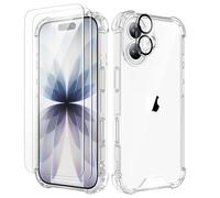 ORETECH Compatible with iPhone 17 Case 6.3 Inch, with [2 x HD Screen Protector & Camera Lens Protector], Soft Silicone Shockproof Corner Anti-Scratch PC Back Cover for iPhone 17 Phone Case - Clear
