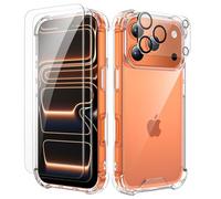 ORETECH Compatible with iPhone 17 Pro Case 6.3 Inch, with [2 x HD Screen Protector & 1 Camera Lens Protector], Soft Silicone Shockproof Corner Anti-Scratch PC Back Cover for iPhone 17 Pro - Clear