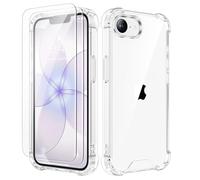 ORETECH Compatible with iPhone 17e Case 6.1 Inch, with [2 x HD Tempered Glass Screen Protector], Soft Silicone Shockproof Corner Bumper Edge Anti-Scratch PC Back Cover - Clear