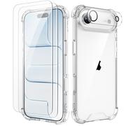 ORETECH Compatible with iPhone Air Case 6.5 Inch, with [2 x HD Screen Protector & 1 Camera Lens Protector], Soft Silicone Shockproof Corner Anti-Scratch PC Back Cover for iPhone 17 Air - Clear