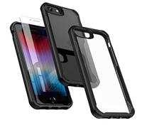 ORETECH Compatible with iPhone SE 2022/2020 Case, with [2 Pack 9H Screen Protectors] iPhone SE & 7 & 8 Case Shockproof Drop Protection Ultra Thin Soft TPU Hard PC Hybrid Transparent Cover - Black