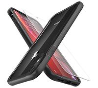 ORETECH Compatible with iPhone XR Case, with [2 x 9H Tempered Glass Screen Protector] Shockproof Drop Protection Ultra Thin Soft TPU + Hard PC Hybrid Bumper Transparent Case - Black