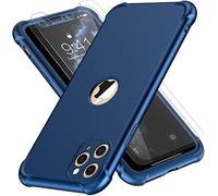 ORETECH Designed for iPhone 11 Pro Case, with[2x Tempered Glass Screen Protector] Full body Shockproof Heavy Duty Protection Ultra Thin Hard PC Silicone TPU Bumper Cover for iPhone 11 pro -Blue