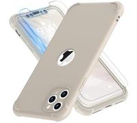 ORETECH for iPhone 11 Pro Max Case, with [ 2 x Tempered Glass Screen Protector] 360 Shockproof Heavy Duty Protection Ultra Thin Hard PC Silicone TPU Rubber Bumper Cover for iPhone 11 Pro max - Stone