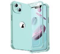 ORETECH for iPhone 13 Case, with [2 Pack Tempered Glass Screen Protector] [Camera Lens Guard] [15FT Military Grade Drop Test] 360° Shockproof Slim Fit Rubber Bumper Phone Cover - Mint