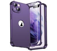 ORETECH for iPhone 13 Case, with [2 Pack Tempered Glass Screen Protector] [Camera Lens Guard] [15FT Military Grade Drop Test] 360° Shockproof Slim Fit Rubber Bumper Phone Cover - Dark Purple