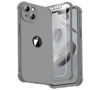 ORETECH for iPhone 13 Case, with [2 Pack Tempered Glass Screen Protector] [Camera Lens Guard] [15FT Military Grade Drop Test] 360° Shockproof Slim Fit Rubber Bumper Phone Cover - Space Grey