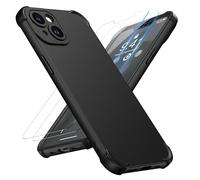 ORETECH for iPhone 13 Case,with [ 2 x Tempered Glass Screen Protector ] [Heavy Duty Protection] 2 in 1 Thin Slim Fit Rubber Bumper iPhone 13 Phone Case Cover - Black