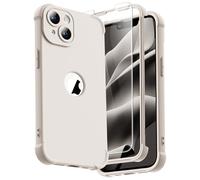 ORETECH for iPhone 14 Case 6.1 inch, with [2 Pack Screen Protector] [Camera Lens Guard] [15FT Military Grade Drop Test] 360° Shockproof Slim Fit Design Rubber Bumper Phone Cover - Stone White