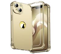 ORETECH for iPhone 14 Case 6.1 inch, with [2 Pack Screen Protector] [Camera Lens Guard] [15FT Military Grade Drop Test] 360° Shockproof Slim Fit Design Rubber Bumper Phone Cover - Gold
