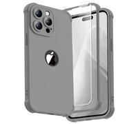 ORETECH for iPhone 14 Pro Case, with [2 x Tempered Glass Screen Protector] [Camera Protection] [Military Grade Shockproof ] Thin Slim Fit Rubber Bumper Phone Case Cover - Grey