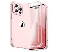 ORETECH for iPhone 14 Pro Case, with [2 x Tempered Glass Screen Protector] [Camera Protection] [Military Grade Shockproof ] Thin Slim Fit Rubber Bumper Phone Case Cover - Baby Pink