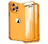 ORETECH for iPhone 14 Pro Case, with [2 x Tempered Glass Screen Protector] [Camera Protection] [Military Grade Shockproof ] Thin Slim Fit Rubber Bumper Phone Case Cover - Yellow
