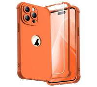 ORETECH for iPhone 14 Pro Max Case 6.7 inch, with [2 Pack Screen Protector] [Camera Lens Guard] [15FT Military Grade Drop Test] 360° Shockproof Slim Fit Design Rubber Bumper Phone Cover - Orange