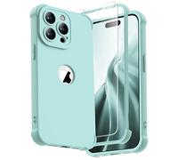 ORETECH for iPhone 15 Pro Max Case 6.7 inch, with [2 Pack Screen Protector] [Camera Lens Guard] [15FT Military Grade Drop Test] 360° Shockproof Slim Fit Design Rubber Bumper Phone Cover - Mint