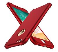 ORETECH for iPhone 6 Plus/6s Plus Case, with [2 Pack 9H Tempered Glass Screen Protector] 360 Shockproof Ultra Thin Anti Scratch Hard PC Silicone TPU Bumper Cover (5.5 inches) - Red