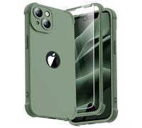 ORETECH Silicone Case for iPhone 14 Plus Case, with [2 x Tempered Glass Screen Protector] [Camera Protection] [Military Grade Protective] 360 Shockproof Thin Slim Fit Rubber Bumper Cover - Pale Green