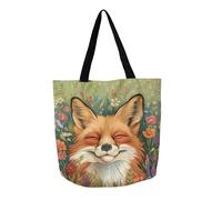 OREURUIK 1pc flower fox handbag reusable fashionable handbag multifunctional handbag printed canvas shopping bag