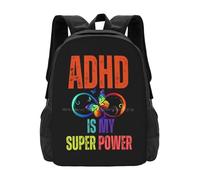OREURUIK ADHD Is My Super Power Schoolbag Backpack Fashion Bag Aadhi Is My Super Power Half Superpower Mom Cute Adhd Is