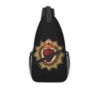 OREURUIK Custom Fashion Sacred Heart Of Catholic Crossbody Sling Backpack Faith Shoulder Chest Bags for Travel Cycling