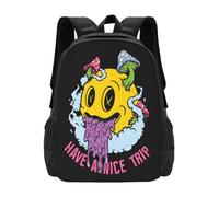 OREURUIK Have A Nice Trip - Rausch Raver Schoolbag Backpack Fashion Bags Drugs Intoxication Dazed High Pills Grass Synthesized