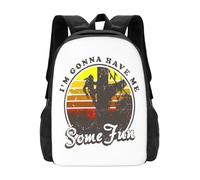 OREURUIK I'M Gonna Have Me Some Fun Schoolbag Backpack Fashion Bags Movies Yautja Jungle Hunter Hunting Wilderness Outdoors