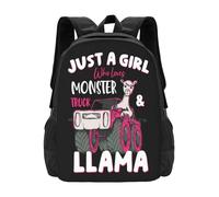 OREURUIK Just A Girl Who Loves Monster Trucks And Llama Girls Design T-Shirt Schoolbag Backpack Fashion Bags Monster Trucks
