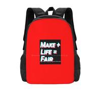 OREURUIK Make+Life=Fair Make Your Life Fair Schoolbag Backpack Fashion Bags Fair Life Fairlife Make Life Fair Makelifefair