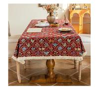 OREZAUQS Cotton Linen Tablecloth, Rectangle/Round, for Kitchen Dinning Thanksgiving Christmas Tabletop Decoration Garden Party Living Room Placemat (Red,140 * 180 cm)