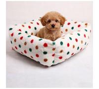 OREZAUQS Soft Plush Pet Bed, Washable Square Dog Bed with Removable Cover, Cozy Fluffy Cat Bed for Small/Medium Pets (B,M)